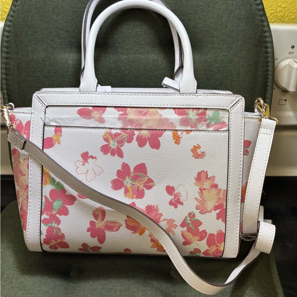 Liz Claiborne Satchel pink Floral handbag crossbody purse shoulder bag - Picture 10 of 16